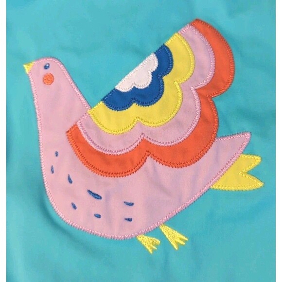 Mini Boden Girl's One-Piece Swimsuit Bird Summer Pool Water Park Blue Sz 7-8 - Picture 2 of 8